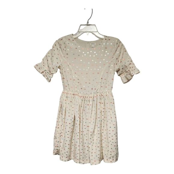 Gymboree Cream Metallic Polka-Dots Colored Fit & Flare Dress Size 12 - Picture 1 of 6